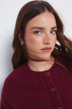 Springfield Cardigan botones cuello redondo burdeos Best