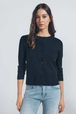 Springfield Cardigan botones cuello redondo viscosa negro Discount