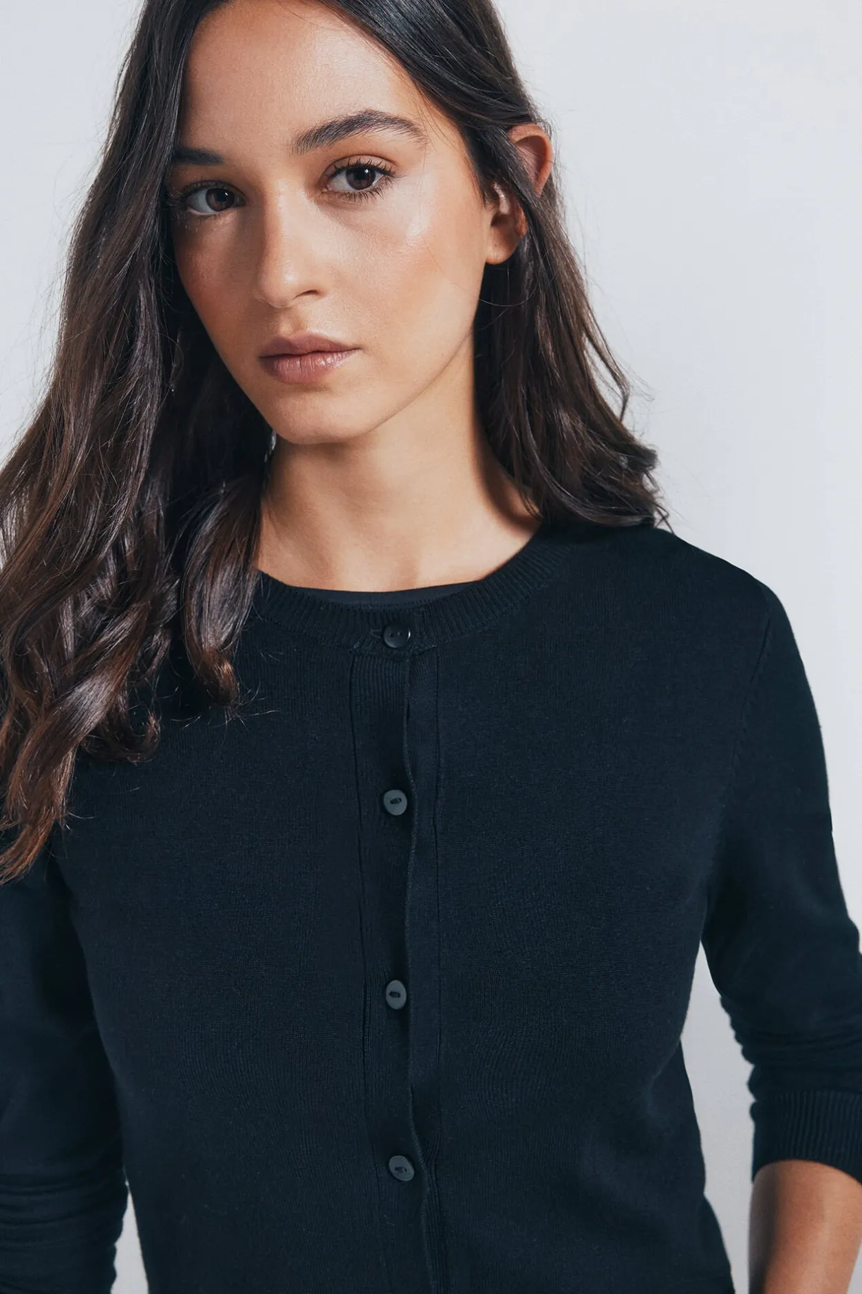 Springfield Cardigan botones cuello redondo viscosa negro Discount