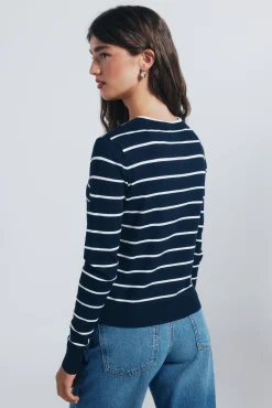 Springfield Cardigan botones cuello redondo viscosa azul Hot