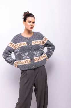 Object Cardigan lana estampado Gris Best