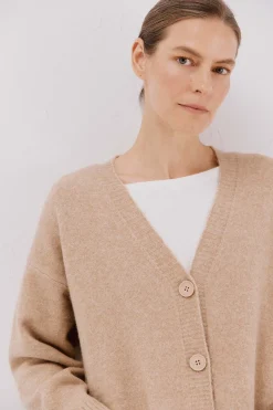 Cortefiel Cardigan largo bolsillos Beige Clearance