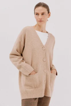 Cortefiel Cardigan largo bolsillos Beige Clearance