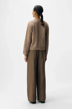 Object Cardigan punto calado Marr&oacute;n Sale