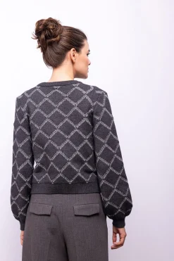Object Cardigan punto rombos Gris oscuro Clearance