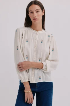 Hoss Intropia Carine. Blusa bordada Marfil Best