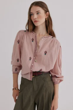 Hoss Intropia Carine. Blusa bordada Rosa