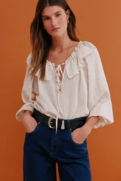 Hoss Intropia Cassandra. Blusa romántica Marfil Clearance