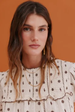 Hoss Intropia Catalina. Blusa con canesú Blanco Clearance