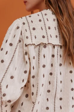 Hoss Intropia Catalina. Blusa con canesú Blanco Clearance