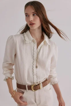 Hoss Intropia Catalina. Blusa romántica Marfil Sale