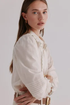 Hoss Intropia Catalina. Blusa romántica Marfil Sale