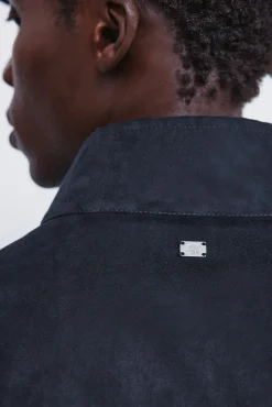 Springfield Cazadora acolchada efecto ante azul Clearance