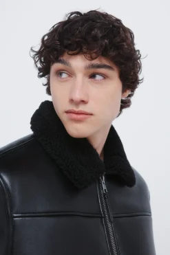 Springfield Cazadora aviador efecto piel doble faz negro