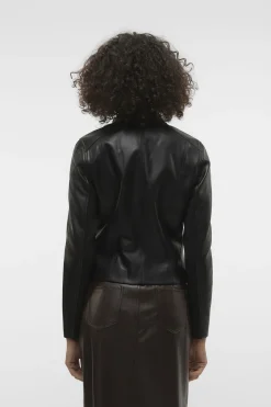 Vero Moda Cazadora biker de polipiel de mujer Negro New