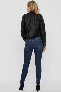 Vero Moda Cazadora biker efecto piel Negro Online