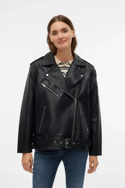 Vero Moda Cazadora biker efecto piel Negro Online