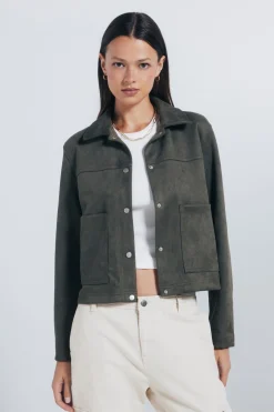 Springfield Cazadora bolsillos antelina verde Clearance