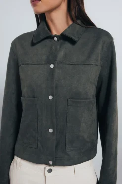 Springfield Cazadora bolsillos antelina verde Clearance