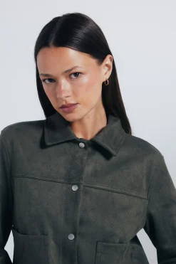 Springfield Cazadora bolsillos antelina verde Clearance