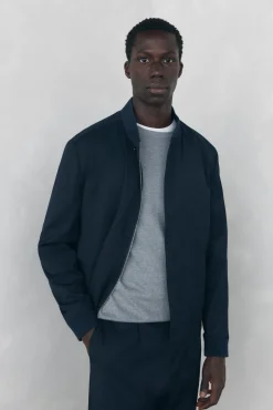 Pedro del Hierro Cazadora bomber de lana Azul Outlet