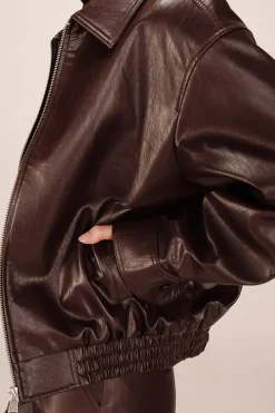 Grace & Mila Cazadora bomber en cuero Granate Best