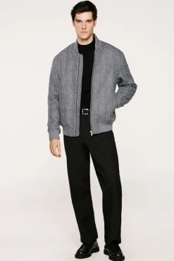 Selected Cazadora bomber lana Gris oscuro Sale