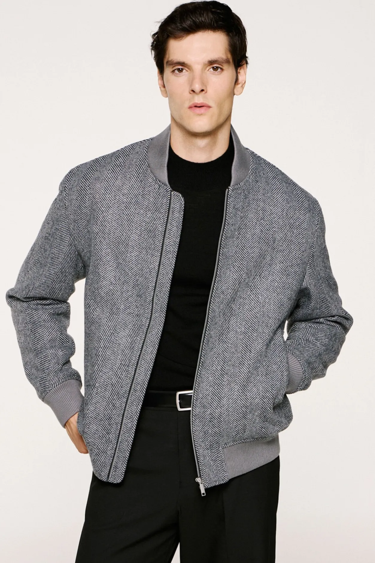 Selected Cazadora bomber lana Gris oscuro Sale