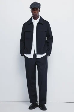 Springfield Cazadora camisera mezcla lana azul New