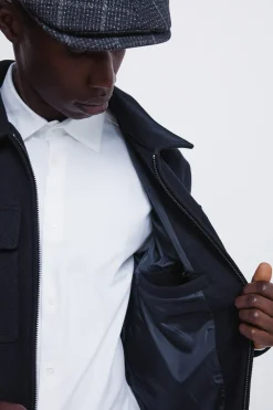 Springfield Cazadora camisera mezcla lana azul New