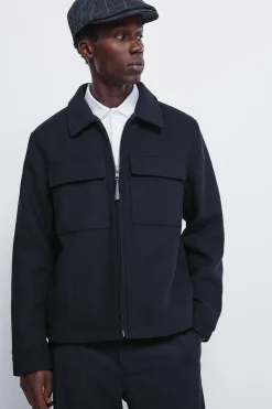 Springfield Cazadora camisera mezcla lana azul New