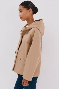 Cortefiel Cazadora corta botones automáticos Beige Online