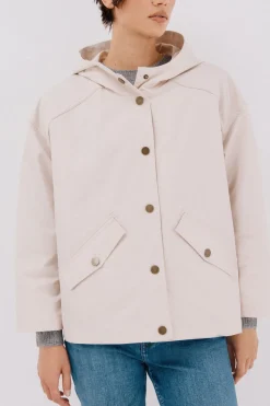 Cortefiel Cazadora corta botones automáticos Marfil