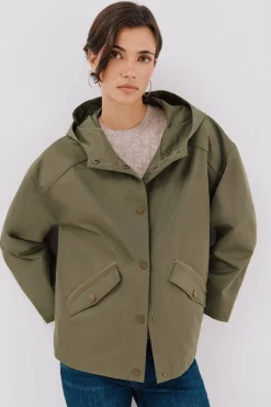 Cortefiel Cazadora corta botones automáticos Kaki Online