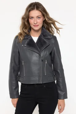 Vero Moda Cazadora corta efecto piel Gris oscuro Hot