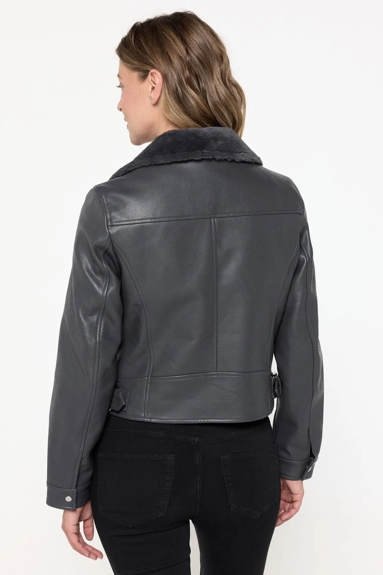 Vero Moda Cazadora corta efecto piel Gris oscuro Hot