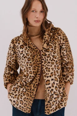 Cortefiel Cazadora corta reversible efecto pelo Marr&oacute;n oscuro Outlet