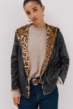 Cortefiel Cazadora corta reversible efecto pelo Negro Best