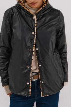 Cortefiel Cazadora corta reversible efecto pelo Negro Best