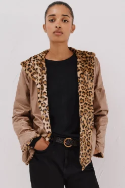 Cortefiel Cazadora corta reversible efecto pelo Beige Online