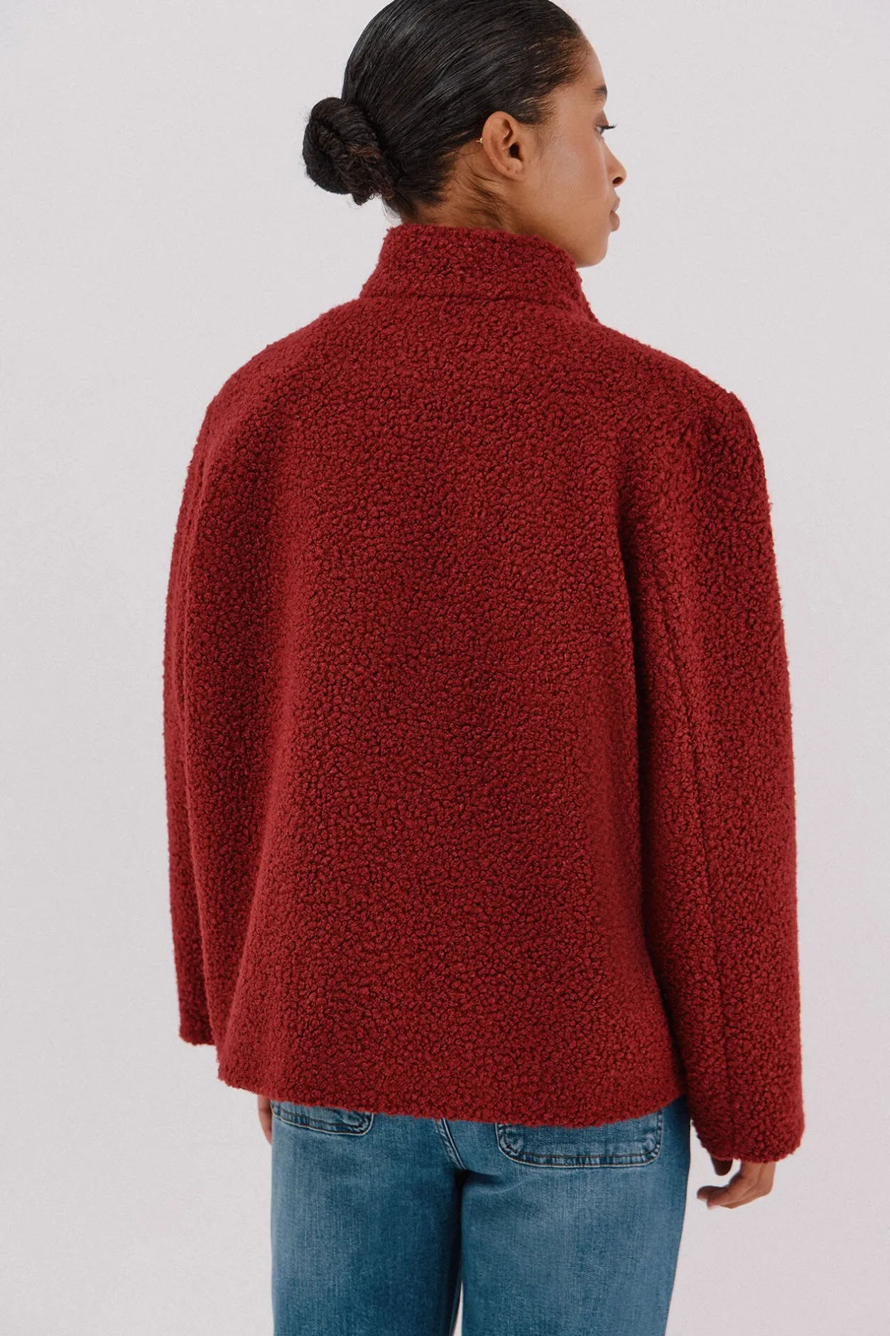 Cortefiel Cazadora corta tejido suave Vino Hot