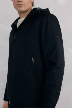 Pedro del Hierro Cazadora cremallera con capucha Negro Sale