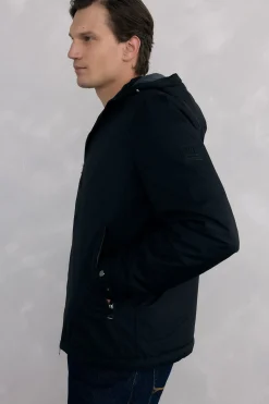 Pedro del Hierro Cazadora cremallera con capucha Negro Sale