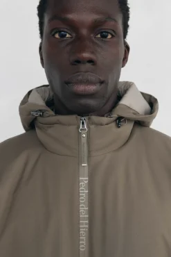 Pedro del Hierro Cazadora cremallera con capucha Beige Hot