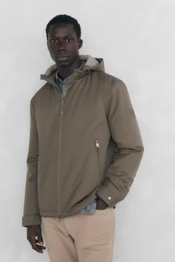 Pedro del Hierro Cazadora cremallera con capucha Beige Hot