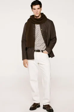 Selected Cazadora cuello pana 100% algodón orgánico Marr&oacute;n oscuro