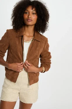 Morgan Cazadora de antelina Marr&oacute;n Discount