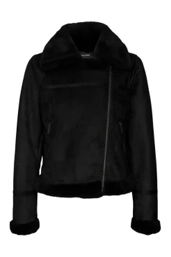 Vero Moda Cazadora de mujer de terciopelo con cremallera Negro Sale
