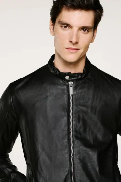 Selected Cazadora de piel Negro Best