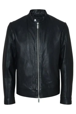 Selected Cazadora de piel Negro Best